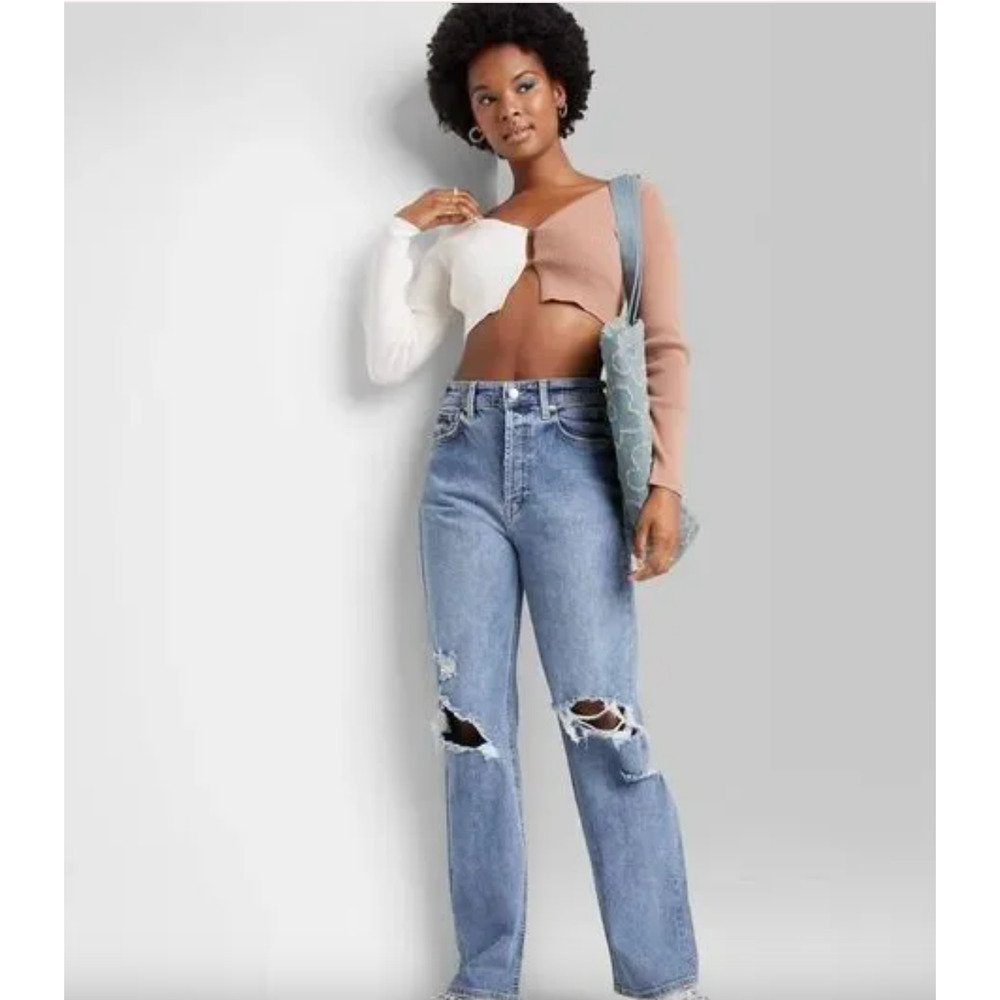 NEW NWT Wild Fable Super High Rise Straight Jean Med Wash Size 6